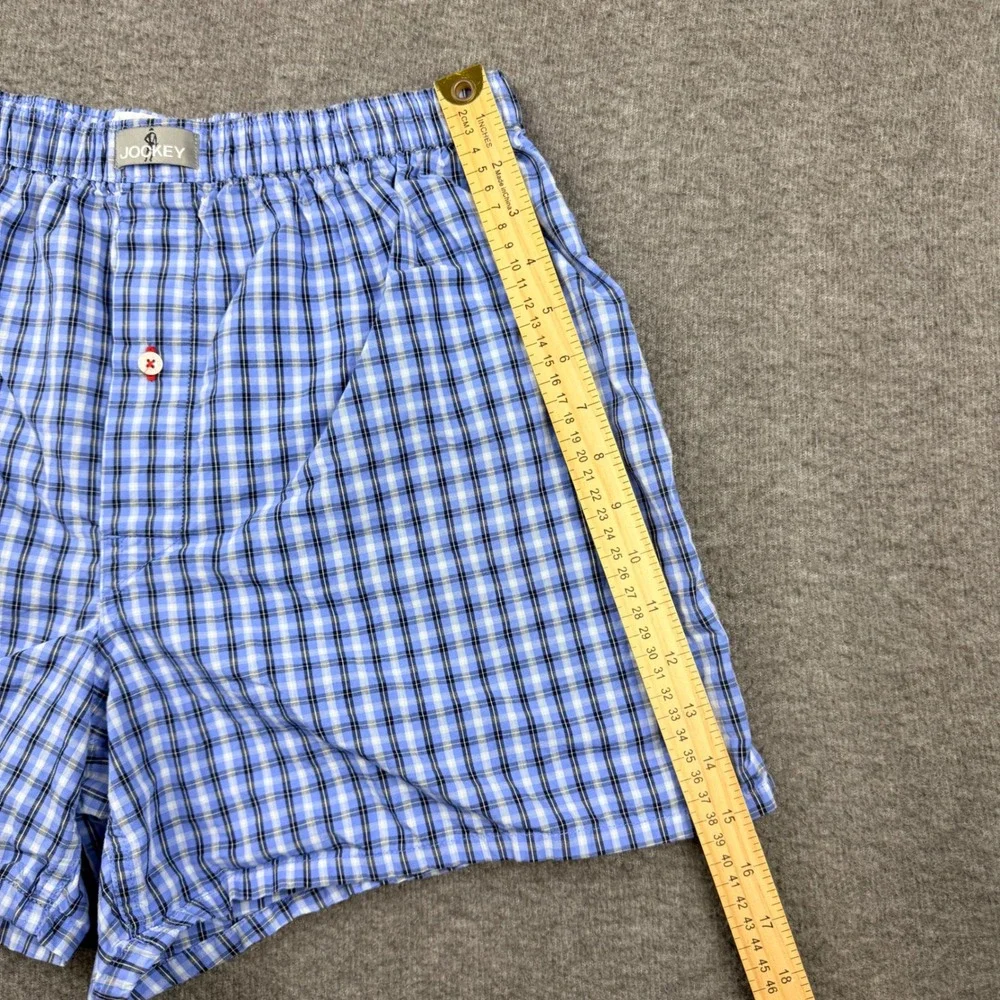 Jockey Men's Blue Plaid Cotton Boxer Shorts Large 36-38 Elastic Waist‎ Underwear